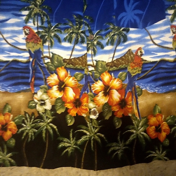 Vintage Uluwatu Hawaiian Parrots Palmtrees Floral Tropical Shirt Size XL - Picture 6 of 11